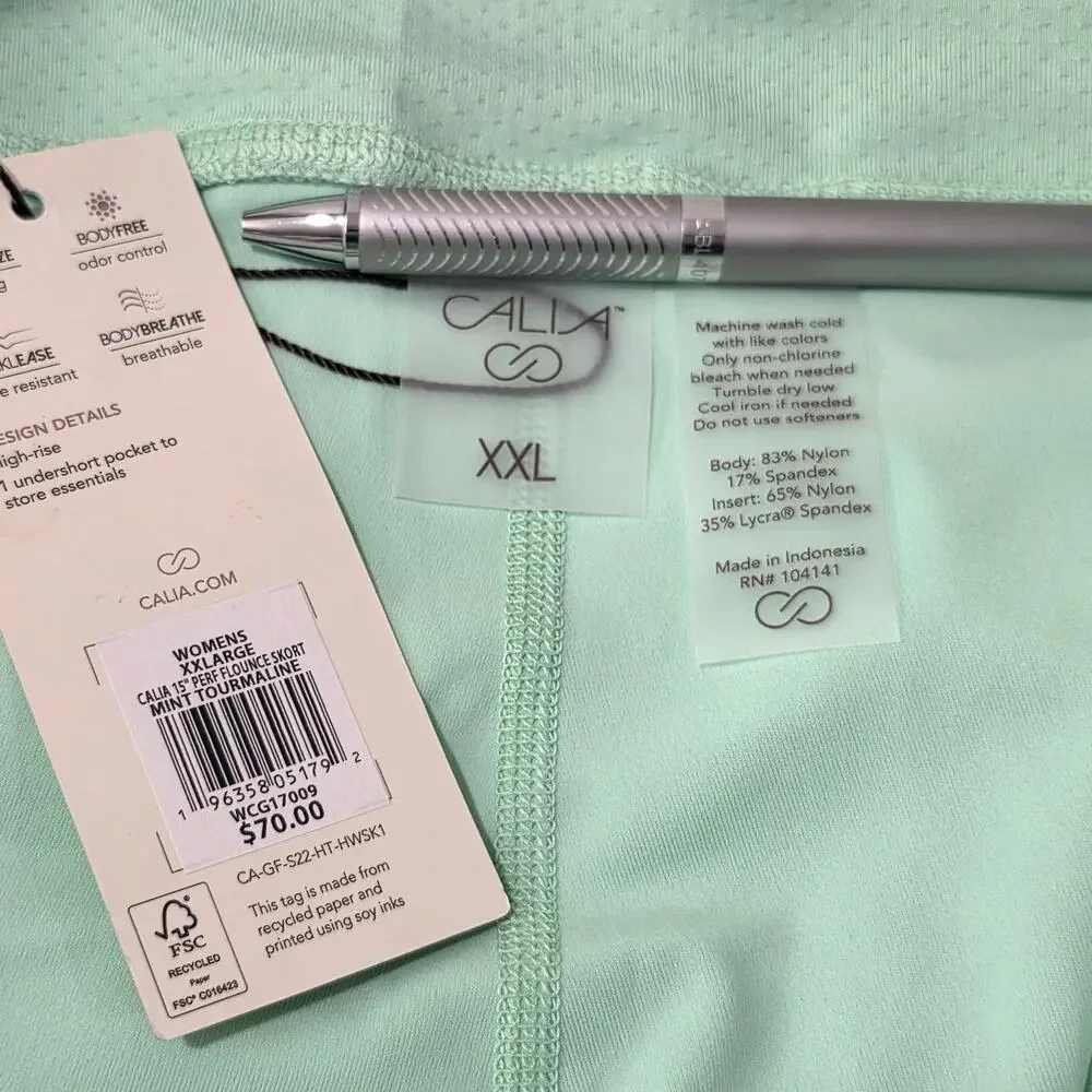 NWT CALIA Golf high rise flounce skort skirt - mint tourmaline green - XXL 2XL - Picture 2 of 7